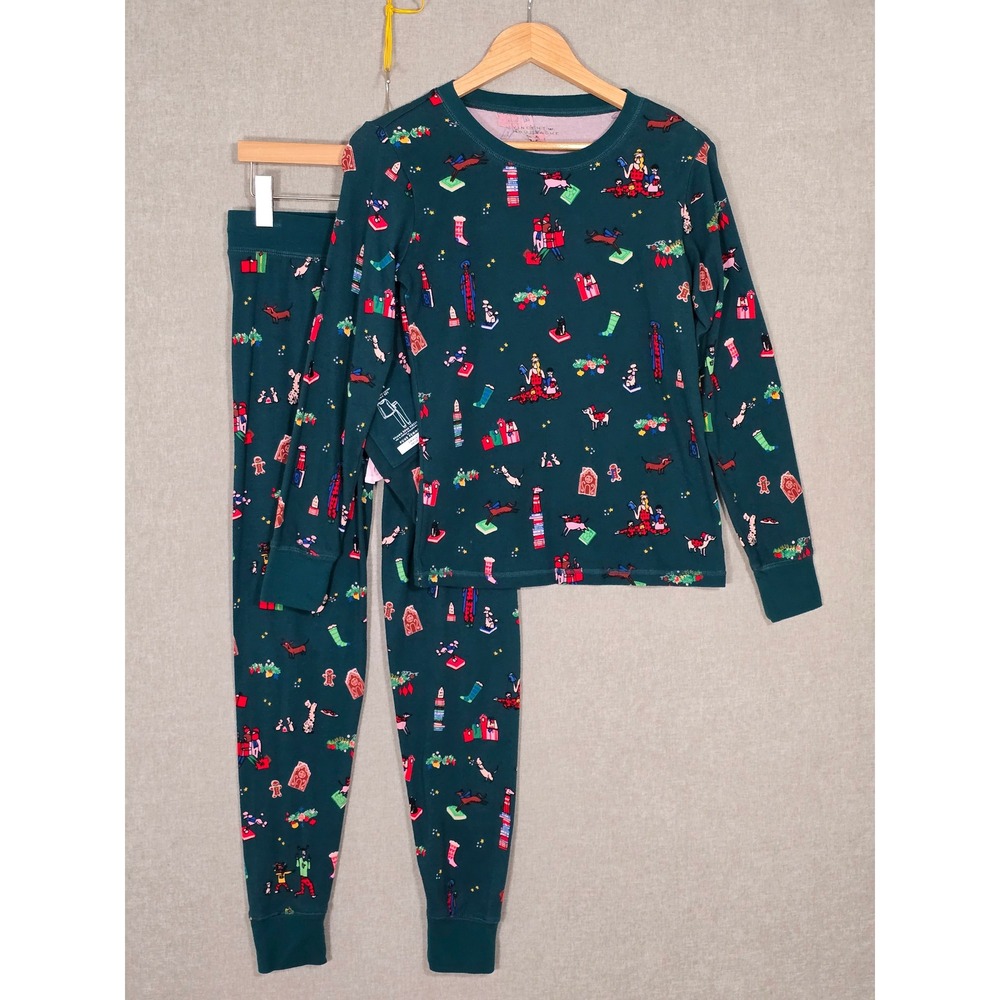 Vincent Moustache x Indigo Women's Organic Cotton Pajama Set Green Small